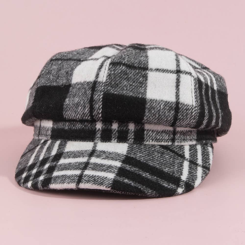 Tartan Plaid Eight Panel Newsboy Cap