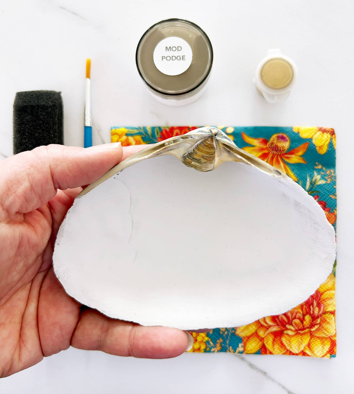 DIY Clam Shell Colorful Floral Mini Decoupage Kit