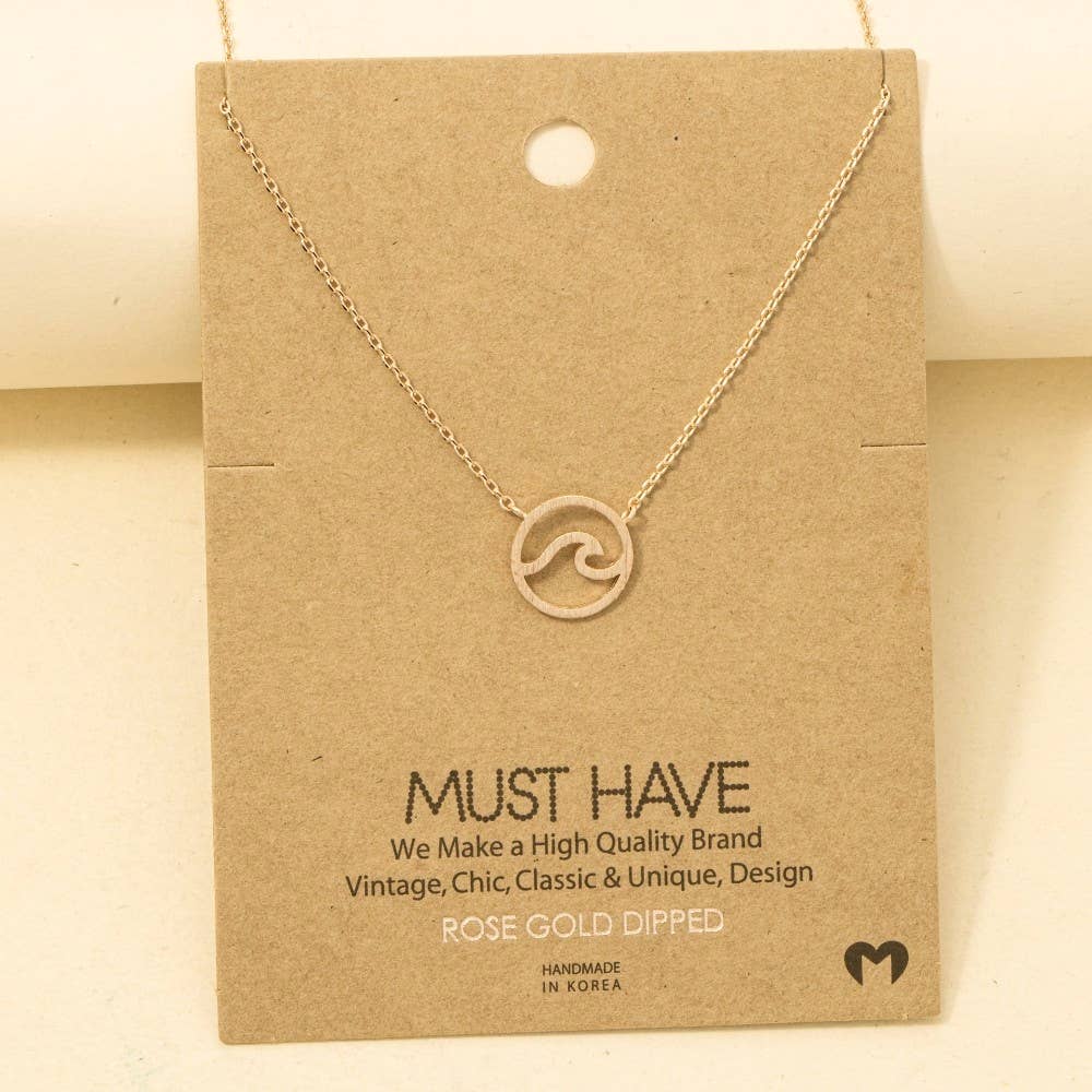 Wave Cutout Coin Pendant Necklace