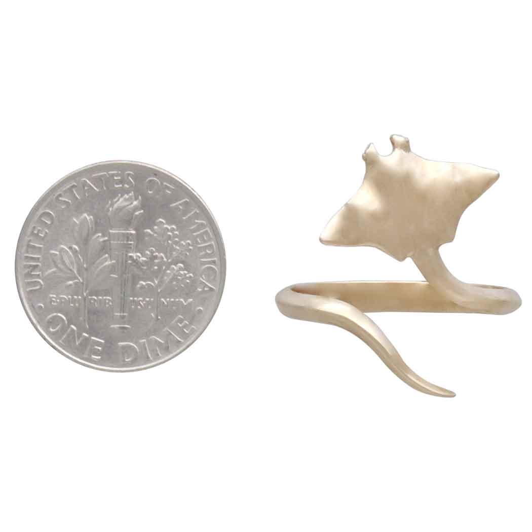 Sterling Silver or Bronze Adjustable Stingray Ring