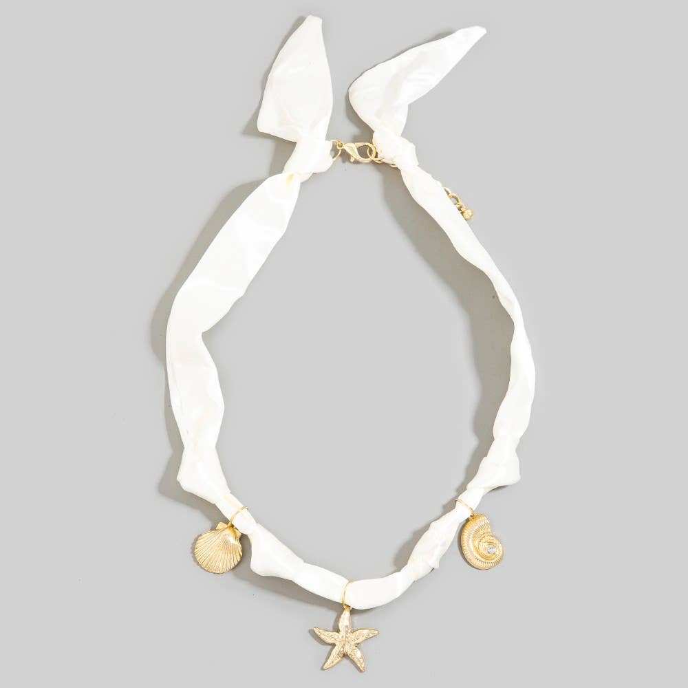 Sea Life Charms Knotted Satin Necklace