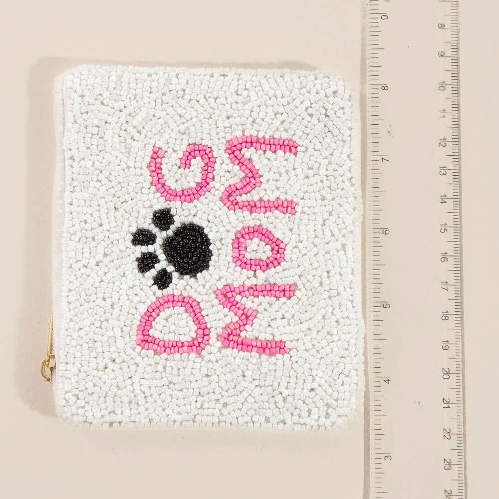 Seed Beaded Dog Mom Coin Purse