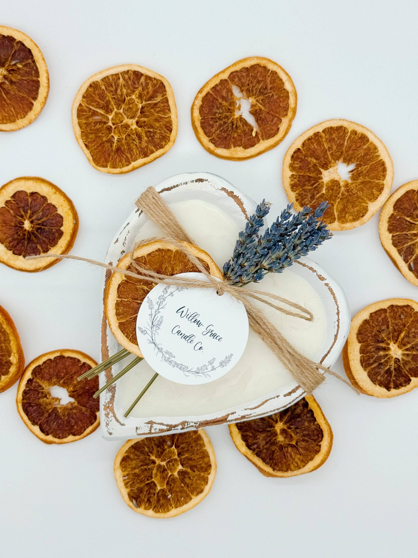 Summer Citrus Small Heart Dough Candle: Natural Stain